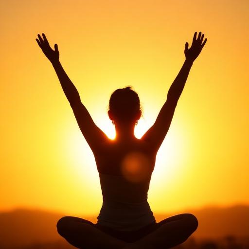 Silhouette breathing at sunrise